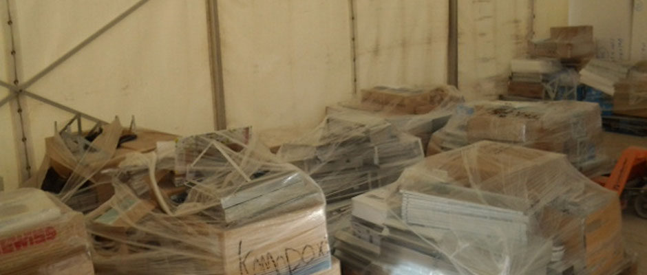 Pallets in Marquee for Storage